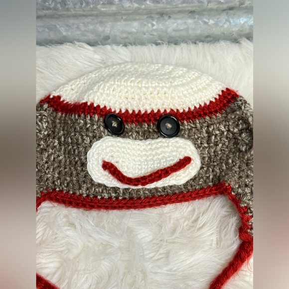 Baby Knit Winter Sock Monkey Beanie - Picture 2 of 7